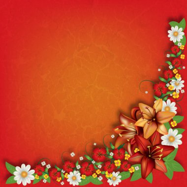 Bahar çiçekleriyle soyut grunge çiçek arkaplanı