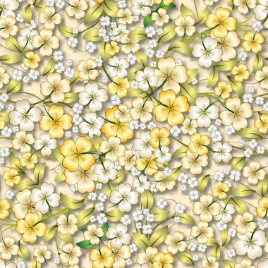 soyut sarı çiçek süsleme üzerinde bej