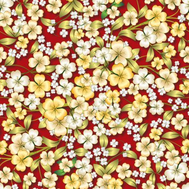 Kırmızı soyut sarı çiçek süsleme