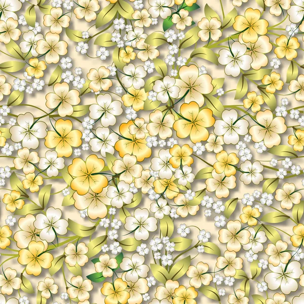 Astratto ornamento floreale giallo su beige — Vettoriale Stock