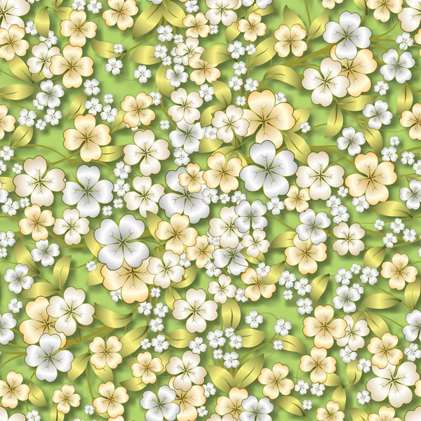 Abstract ornament floral alb pe verde — Vector de stoc