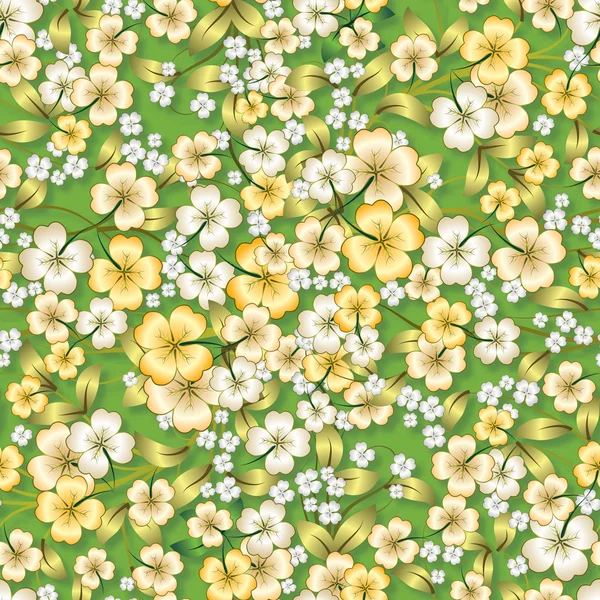 Astratto ornamento floreale giallo su verde — Vettoriale Stock