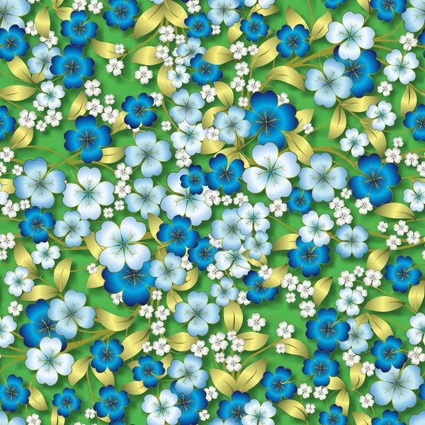 Astratto ornamento floreale blu su verde — Vettoriale Stock