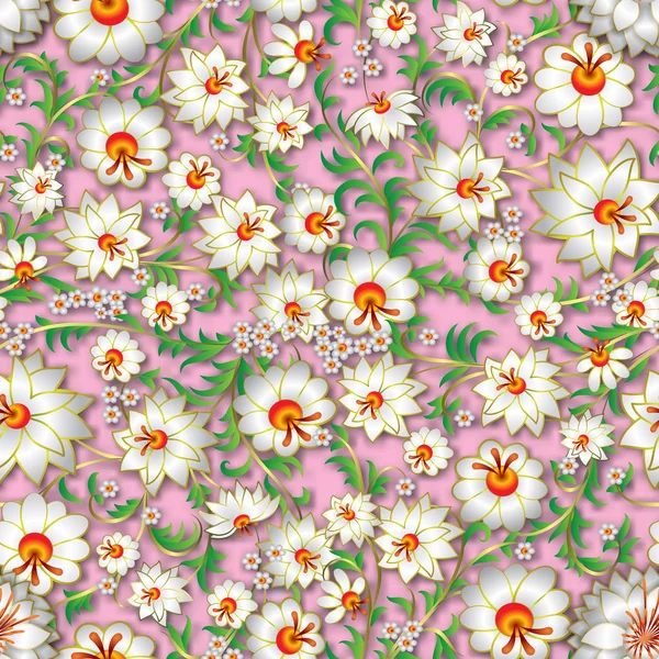 Ornamento floral inconsútil abstracto y sombras — Vector de stock