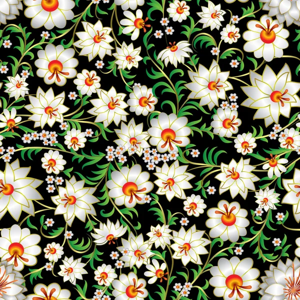 Ornamento floral inconsútil abstracto y sombras — Vector de stock