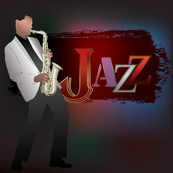 Ilustración musical abstracta con saxofonista — Vector de stock