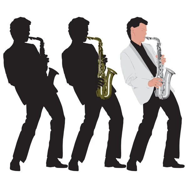 Illustration musicale abstraite avec lecteur saxophone — Image vectorielle