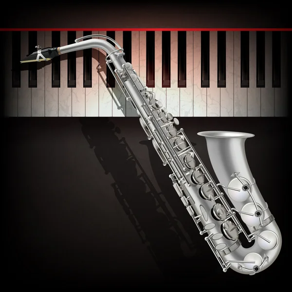 Abstrakter Grunge-Hintergrund mit Saxophon und Piano — Stockvektor
