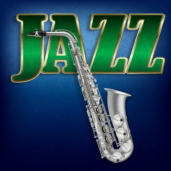 Fondo abstracto de música grunge con la palabra Jazz y saxofón — Archivo Imágenes Vectoriales