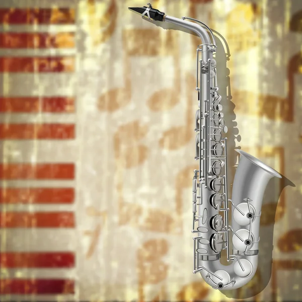 Saxofón abstracto de fondo grunge e instrumentos musicales — Archivo Imágenes Vectoriales