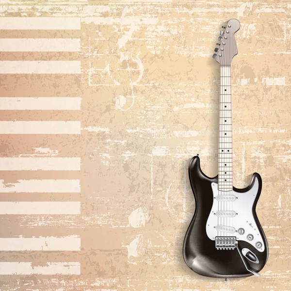 Abstrakter beiger Grunge-Piano-Hintergrund mit E-Gitarre — Stockvektor
