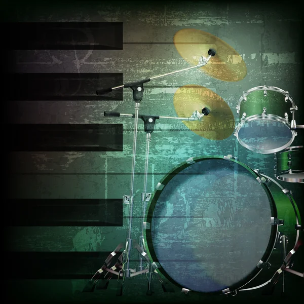 Fondo grunge abstracto con kit de batería — Vector de stock