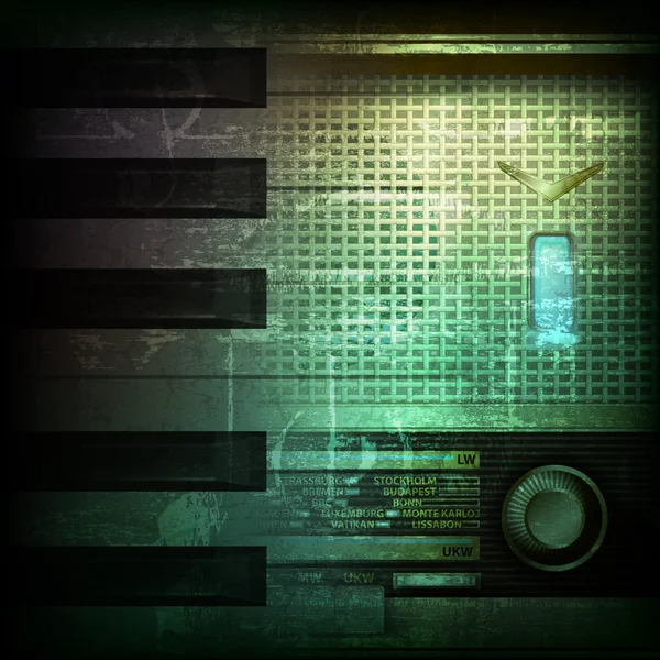 Abstrato grunge fundo com rádio retro — Vetor de Stock