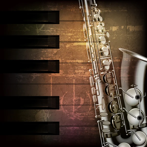 Abstrato grunge piano fundo com saxofone — Vetor de Stock