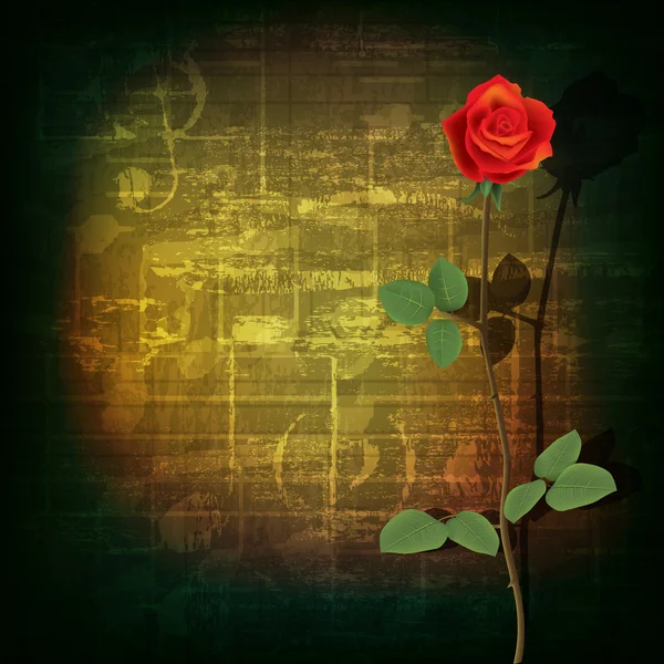 Abstrait fond piano grunge avec rose rouge — Image vectorielle