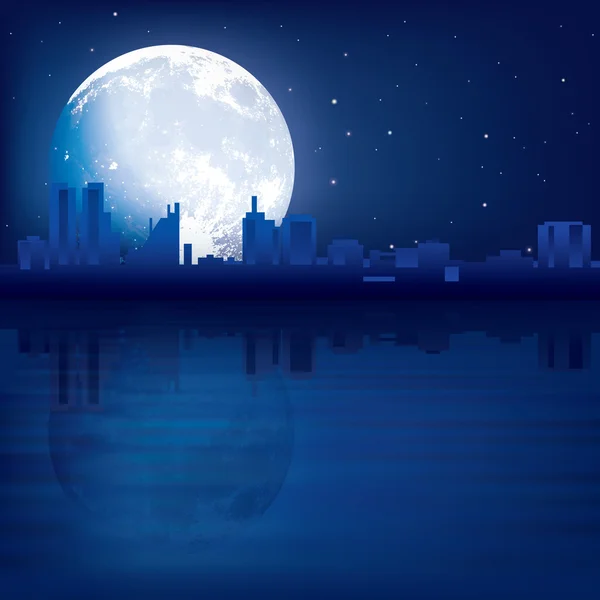 Abstracte achtergrond met silhouet van tallinn en maan — Stockvector