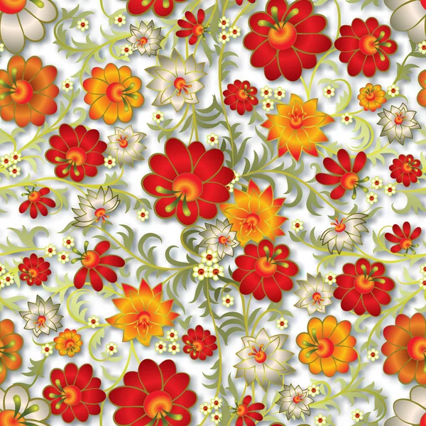 抽象的なシームレスな花飾り — ストックベクタ