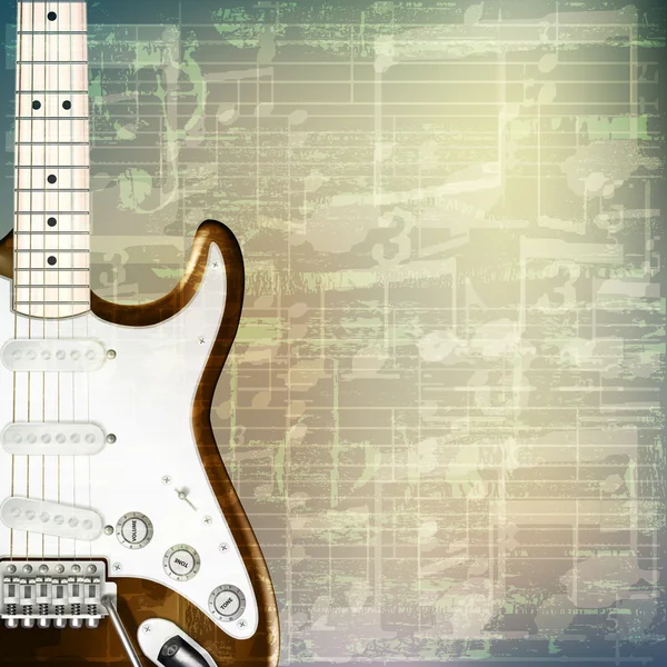 Abstract grunge music background with electric guitar — Stock Vector