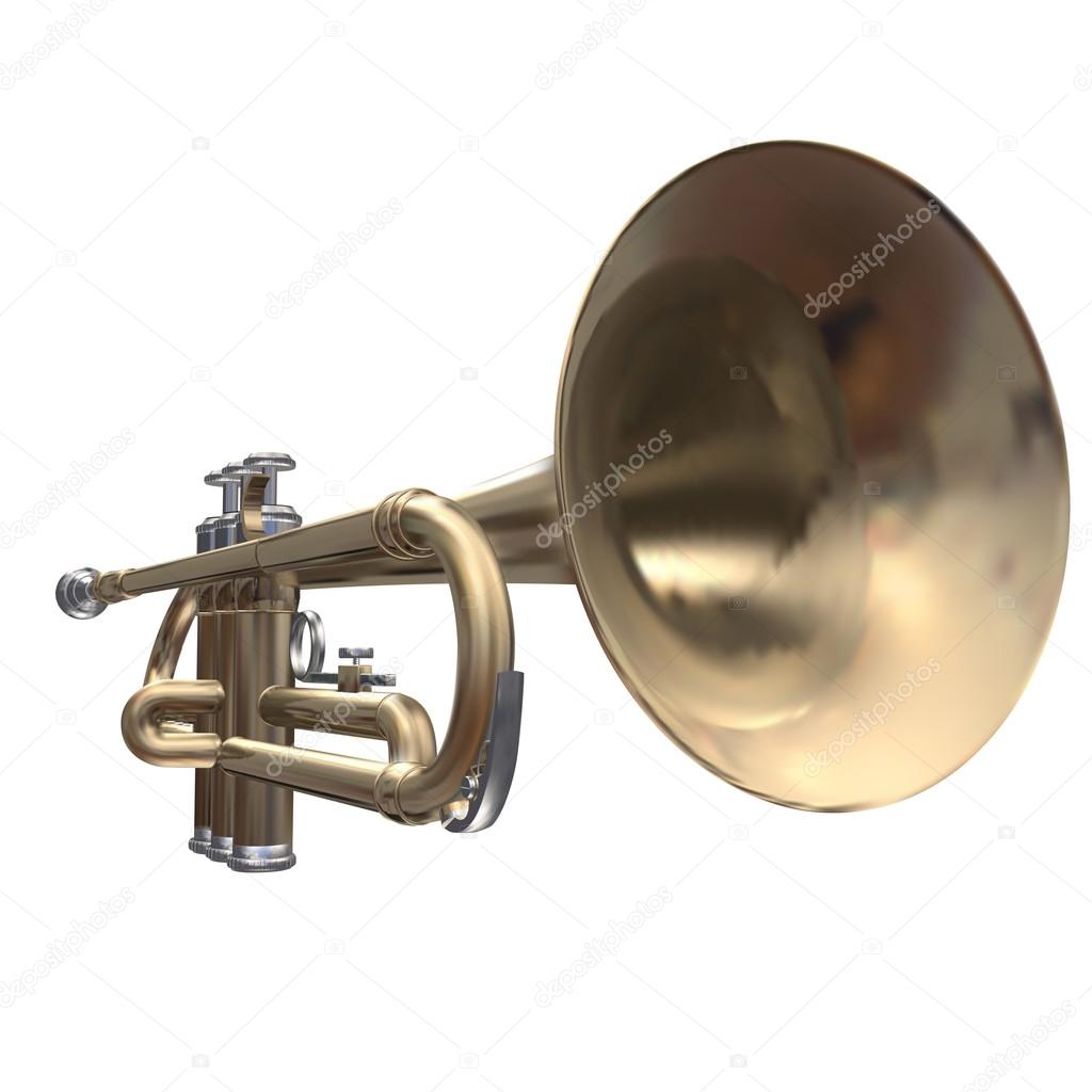 Isolated trumpet on white background