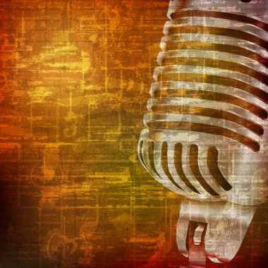 abstract grunge background with retro microphone clipart