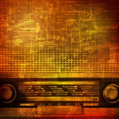 abstract grunge background with retro radio clipart