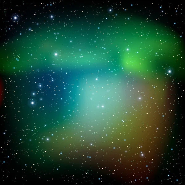 Universo colorido cheio de estrelas nebulosas e galáxias — Vetor de Stock