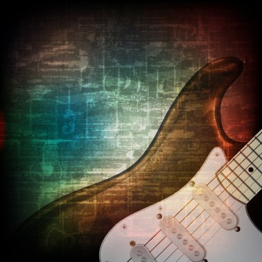 abstract grunge background with electric guitar clipart