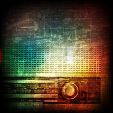 abstract grunge background with retro radio clipart