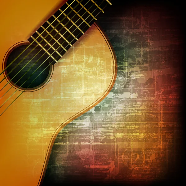 Abstrait fond grunge avec guitare acoustique — Image vectorielle