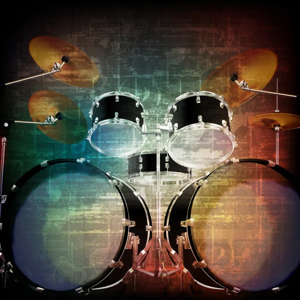 Abstract grunge background with drum kit — Stock Vector