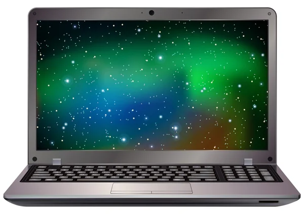 Exibição de tela de laptop foto realista isolado no backgrou branco — Vetor de Stock