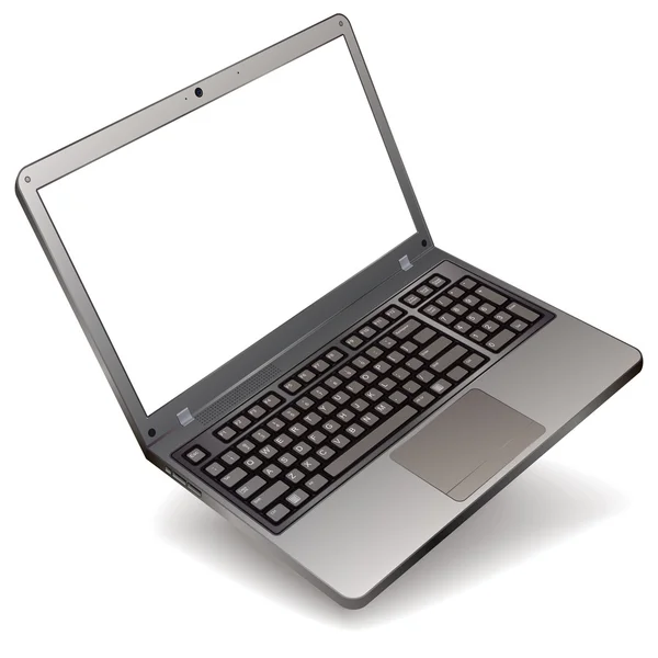 Photo ordinateur portable réaliste isolé sur fond blanc — Image vectorielle