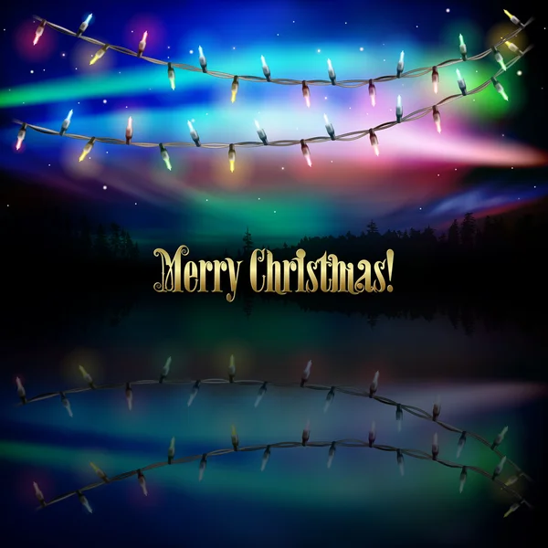 Saludo abstracto con árbol de Navidad y estrellas — Vector de stock