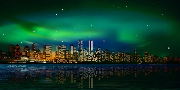 Абстрактный фон с панорамой Ванкувера и заката — стоковый вектор