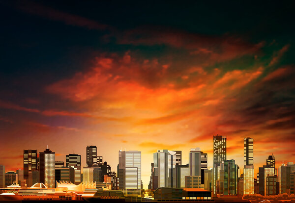 abstract background with panorama of vancouver
