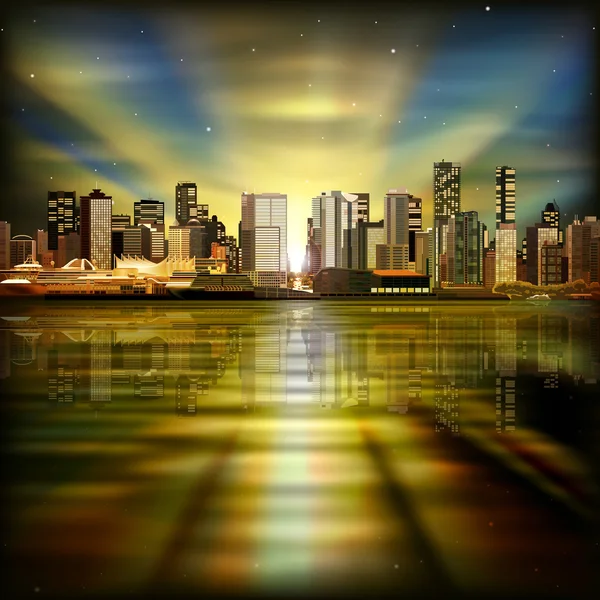 Fondo abstracto con panorama de Vancouver — Vector de stock