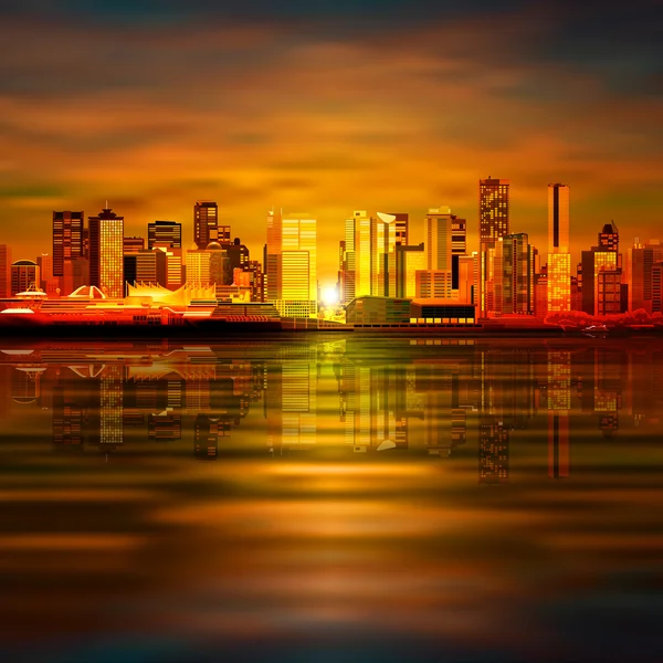 Fondo abstracto con panorama de Vancouver — Vector de stock