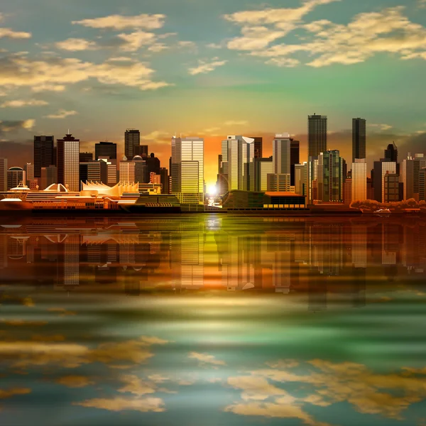 Fondo abstracto con panorama de Vancouver — Vector de stock