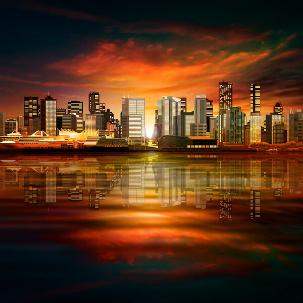 abstract background with panorama of vancouver