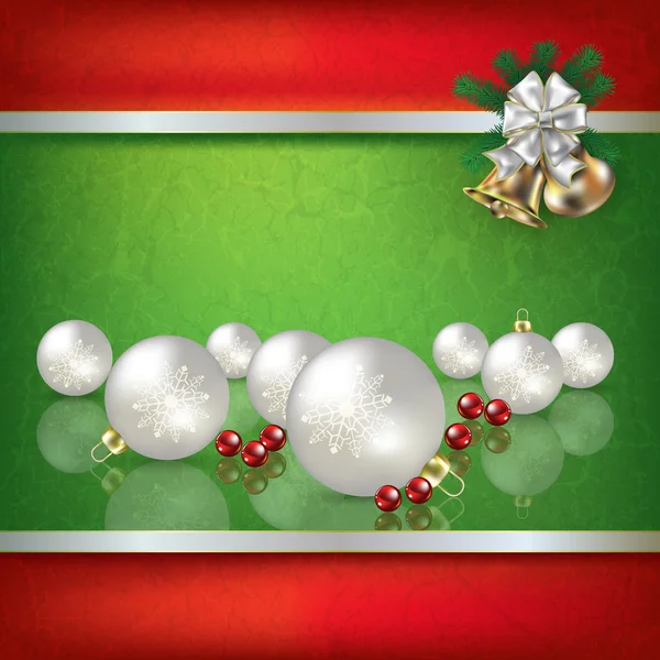 Abstrait fond vert grunge avec des décorations de Noël — Image vectorielle