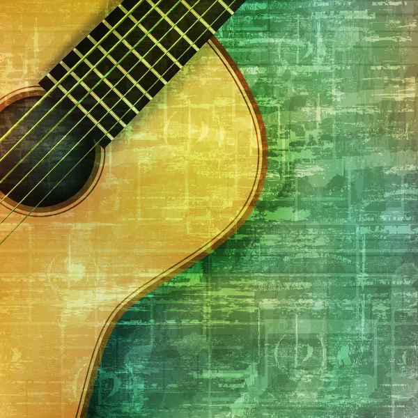 Abstrait fond grunge avec guitare acoustique — Image vectorielle