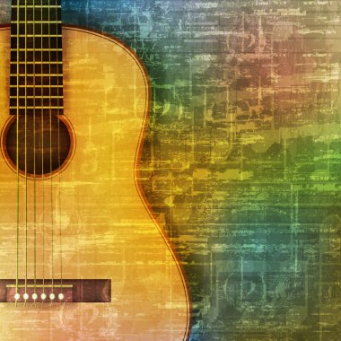abstract grunge background with acoustic guitar clipart