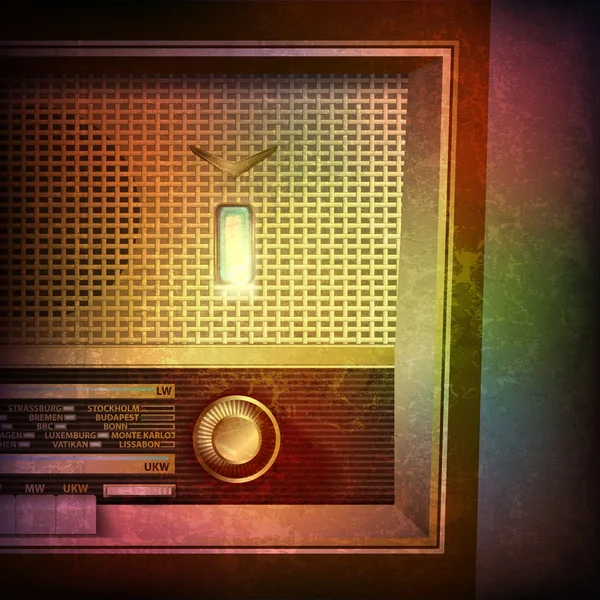 Abstrato grunge fundo com rádio retro — Vetor de Stock