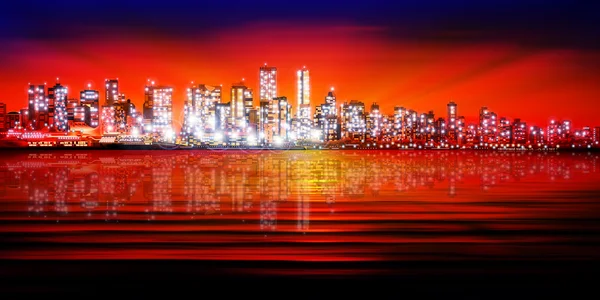 Abstrakter Hintergrund mit Silhouette der Stadt — Stockvektor