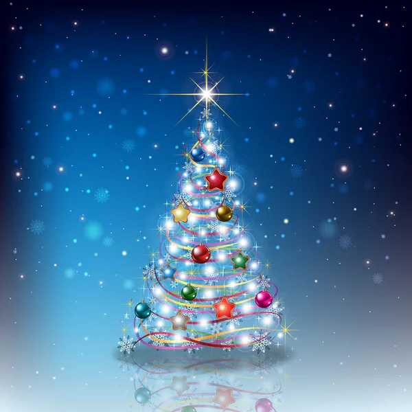 Поздравление с рождественской елкой и снежинками — стоковый вектор