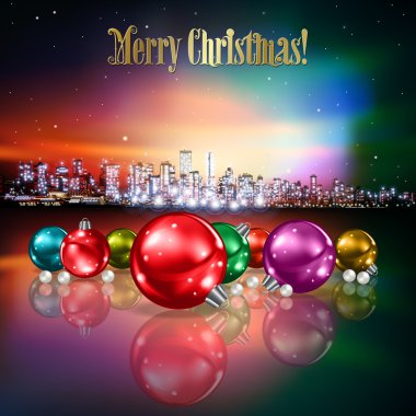 Şehir silueti ile soyut Noel tebrik