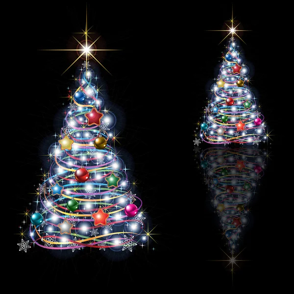 Arbre de Noël abstrait isolé sur noir — Image vectorielle