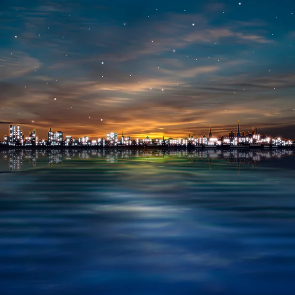 タリンの夕日と抽象的な星の背景 — ストックベクタ