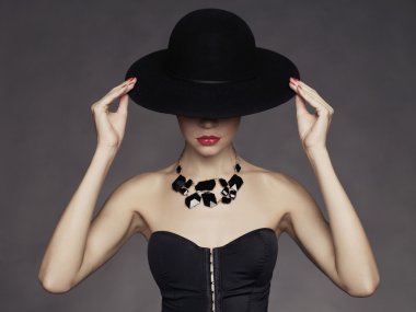Elegant lady in hat clipart