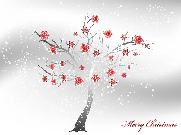 Snowy tree with snowflakes — Stock Photo, Image